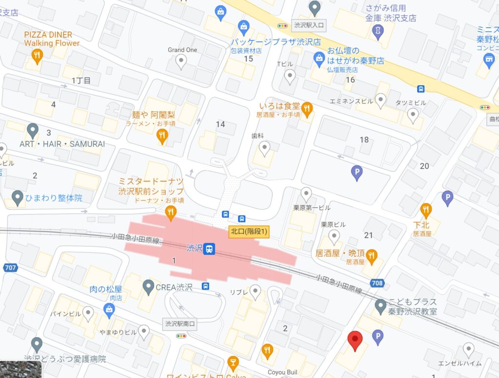 グーグルマップ小田急線渋沢駅周辺