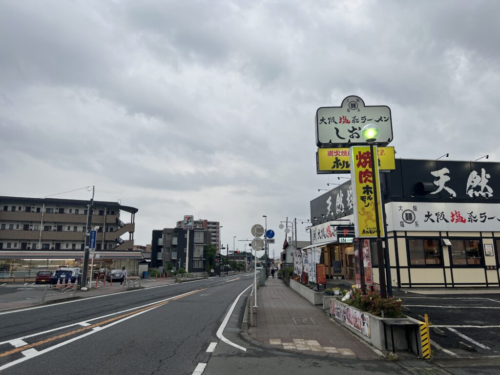 海老名食堂ホルモン部愛甲石田前の２６４号線からの写真