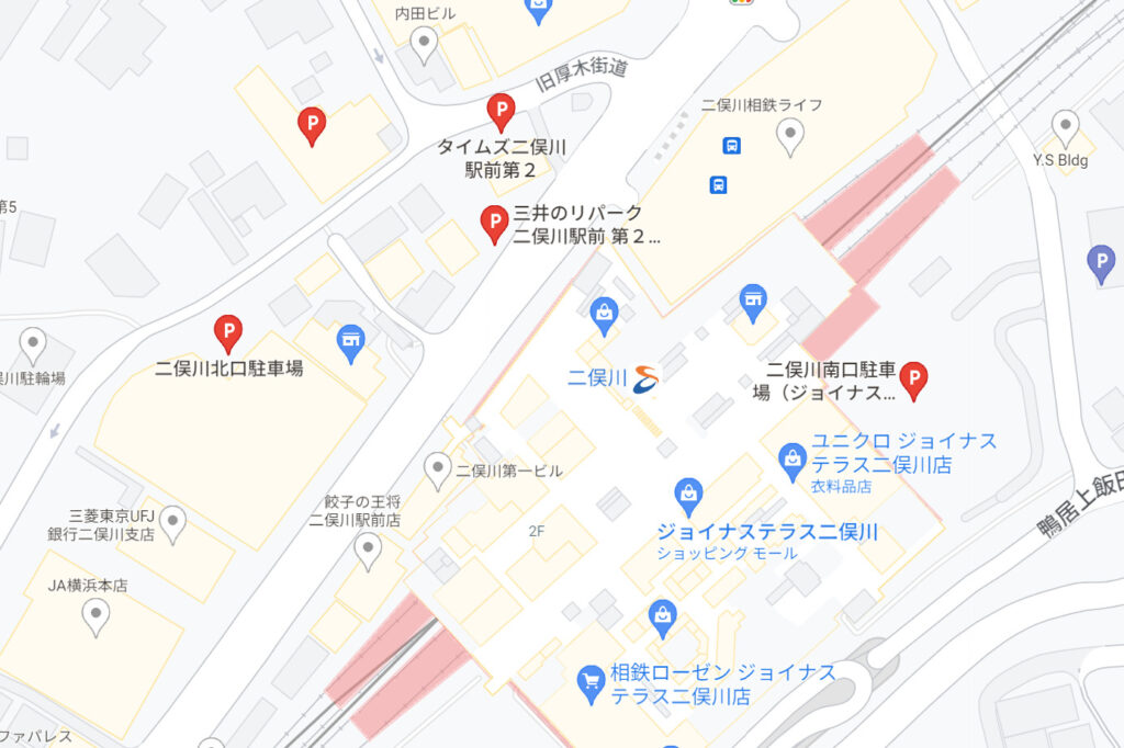 二俣川駅周辺のパーキング地図