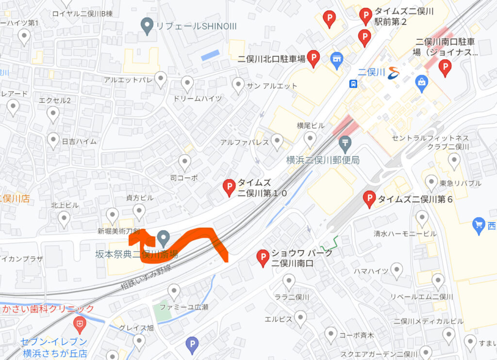 二俣川駅周辺の渋滞地点地図